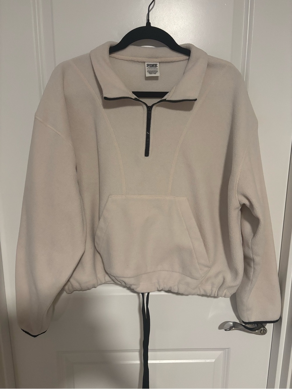 PINK Victoria’s Secret Cream Half-Zip Fleece Pullover XL